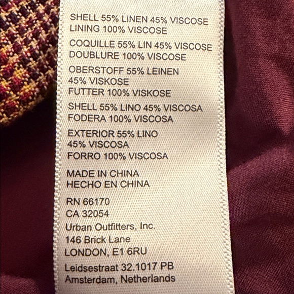 Free People Linen Blend Slouchy Simply Plaid Blazer Size Medium - Picture 8 of 8